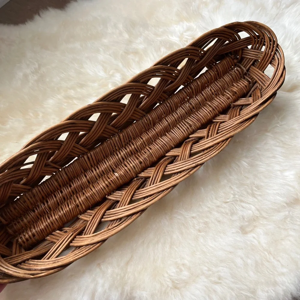 Vintage Wicker Baguette Bread Basket
